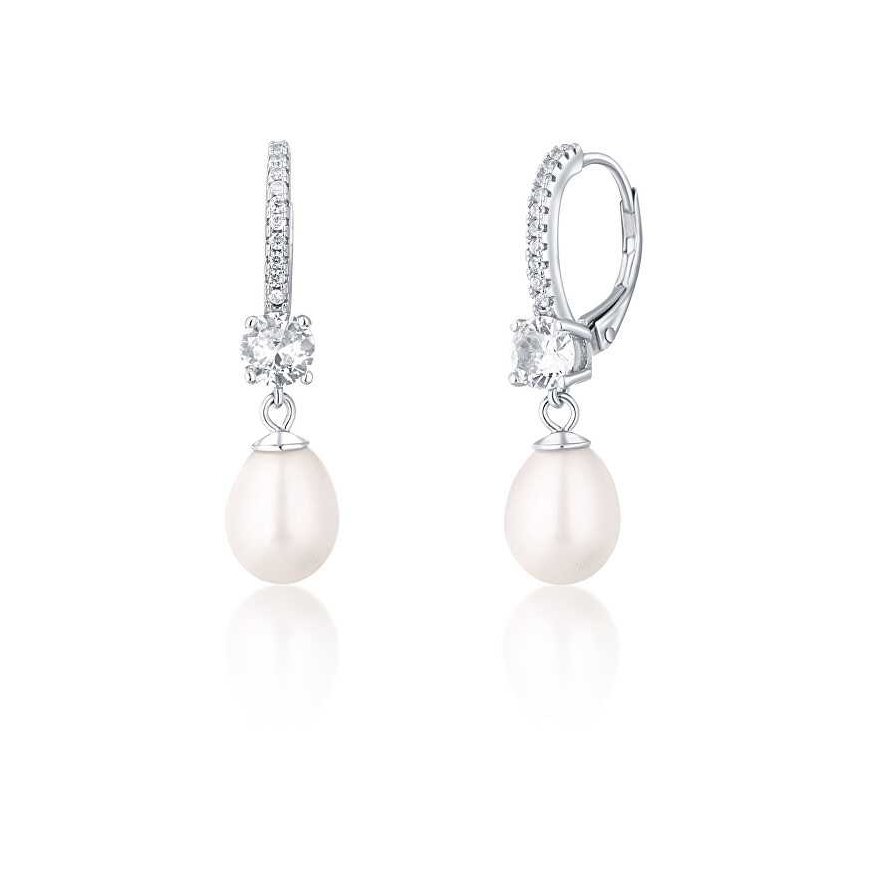 Jwl Luxury Pearls Kaunid hõbedased kõrvarõngad ehtsate pärlite ja tsirkonitega JL0739