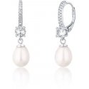 Jwl Luxury Pearls Прекрасные серебряные серьги с настоящими жемчужинами и цирконами JL0739 Jwl Luxury Pearls Прекрасные серебряные серьги с настоящими жемчужинами и цирконами JL0739