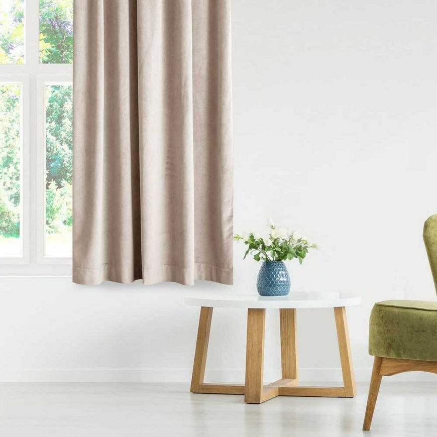 AmeliaHome Užuolaidas VELVET krāsa gaiši smilšu krāsā klasiskās sudraba cilpas materiāla veids - tekstils aksoms 140x270 AmeliaN – 4