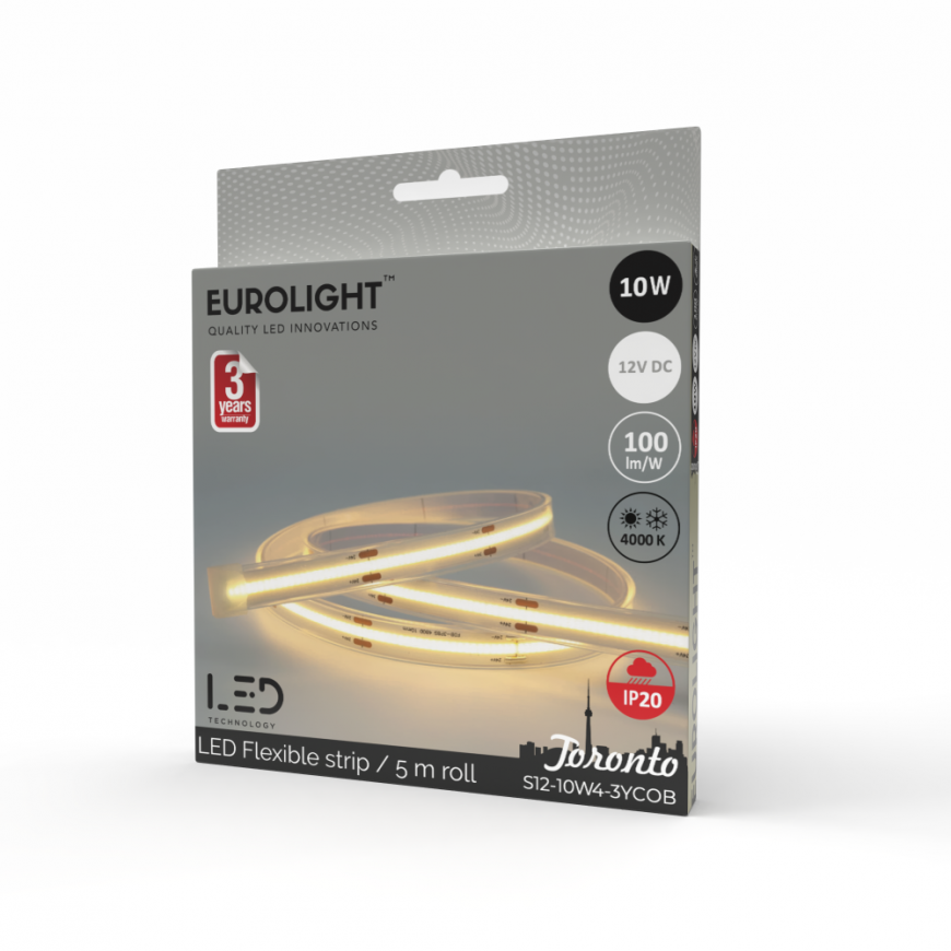 LED Strip 10W 12V 4000K COB IP20 5m Eurolight – 2