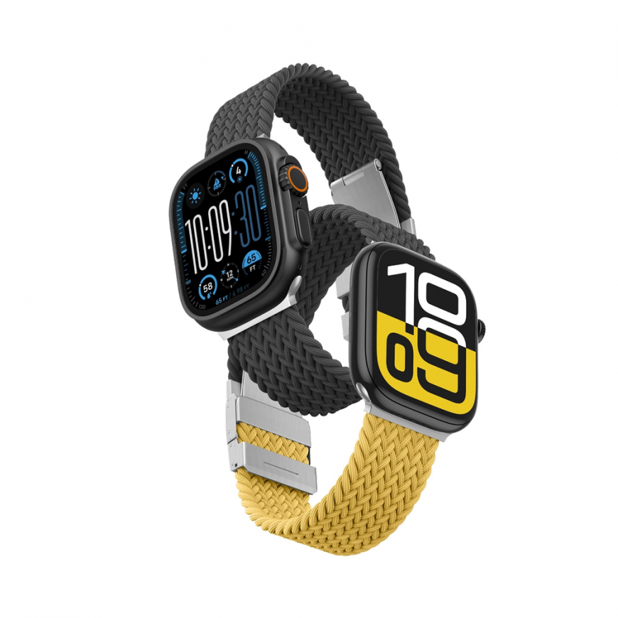 2 AmazingThing Blend Band komplekts Apple Watch 45 46 49mm - Dzeltena-Melna Melna