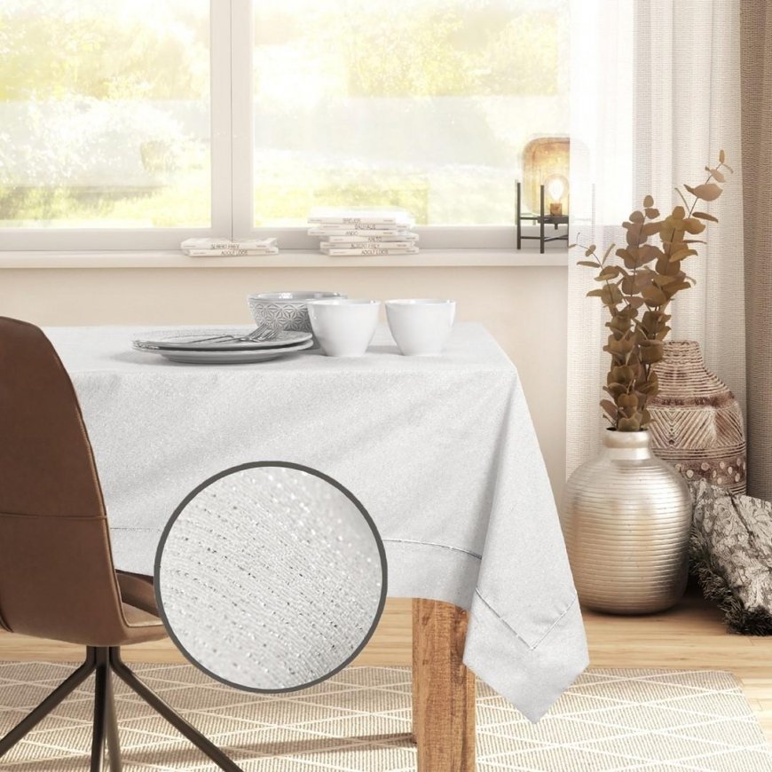 Sparkle tablecloth in cream color, metallic modern design 140x180 DecoKing – 4