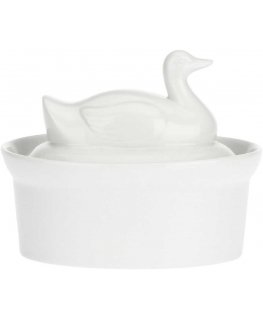 BALTA PORCELĀNA TERRINE Anties troškinimo indas 10 x 7 cm