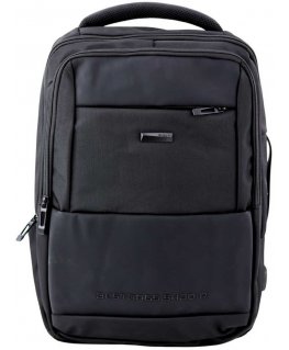 Lean melna pilsētas biznesa mugursoma ar USB un krūšu siksnu, 26L