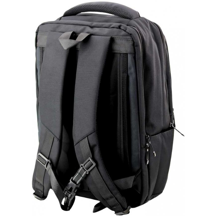 Lean Black city business backpack with USB and chest strap, 26L – 4