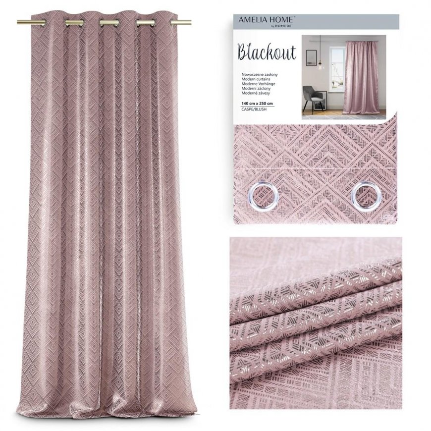 AmeliaHome CURT / AH / BLACKOUT / CASPE / EYELETS / BLUSH + GOLD / 140x250 – 2