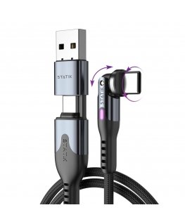STATIK PowerPivot Pro kääntyvä USB-C kaapeli, musta, 3 m