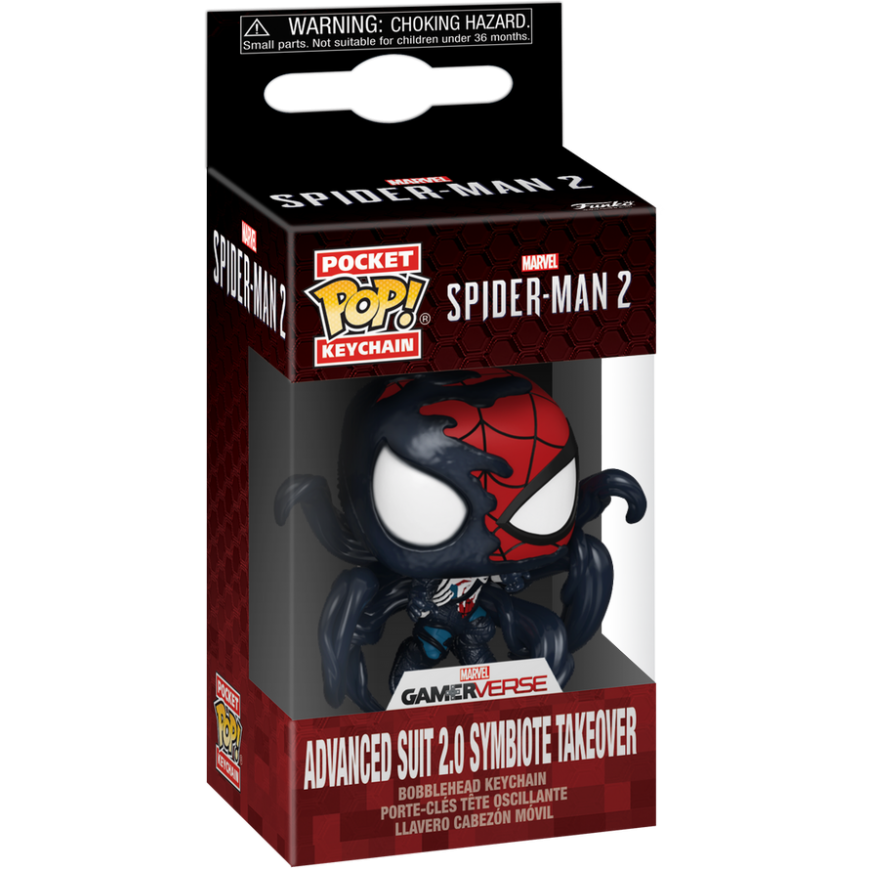 FUNKO POP! Raktų pakabutis: Marvel: Spider-Man 2 - Advanced Suit 2.0 (Symbiote Takeover)