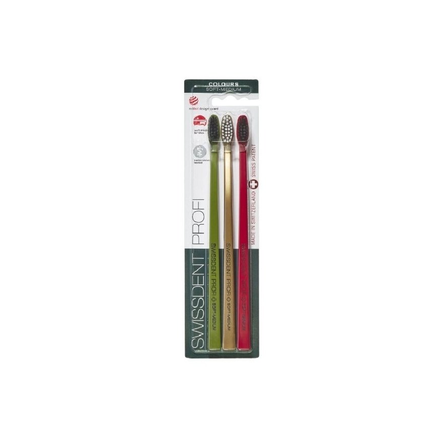 Swissdent Soft-Medium Šventinis Dantų Šepetėlis 2 + 1 NEMOKAMAI