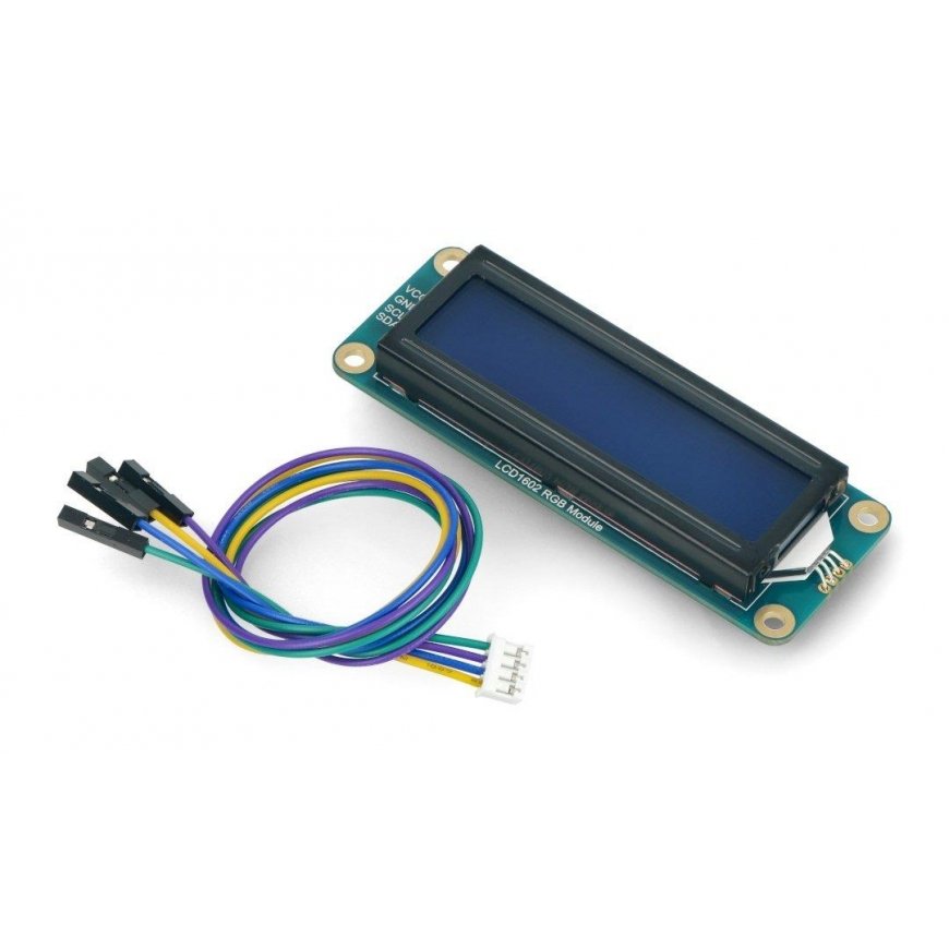 LCD1602 I2C ekranas 2x16 simbolių, spalvotas, RGB apšvietimas, Waveshare 19537 – 4