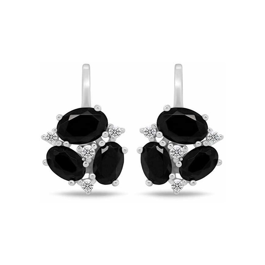 Brilio Silver Stilingi silver earrings with black zirconia EA1182WBC – 3