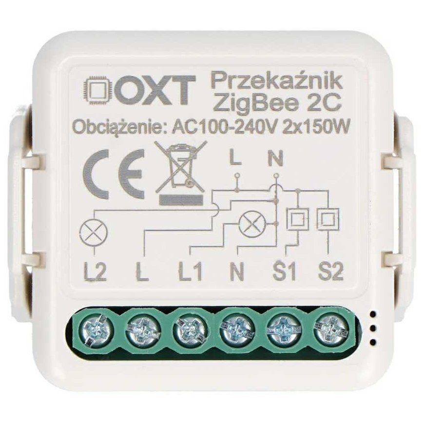 Tuya – 2-channel mini ZigBee transmitter-receiver – Android/iOS app – OXT T262 – 2