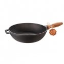 Maysternya Ketaus keptuvė 28*6 cm su medine rankena | T306 Maysternya Ketaus keptuvė 28*6 cm su medine rankena | T306