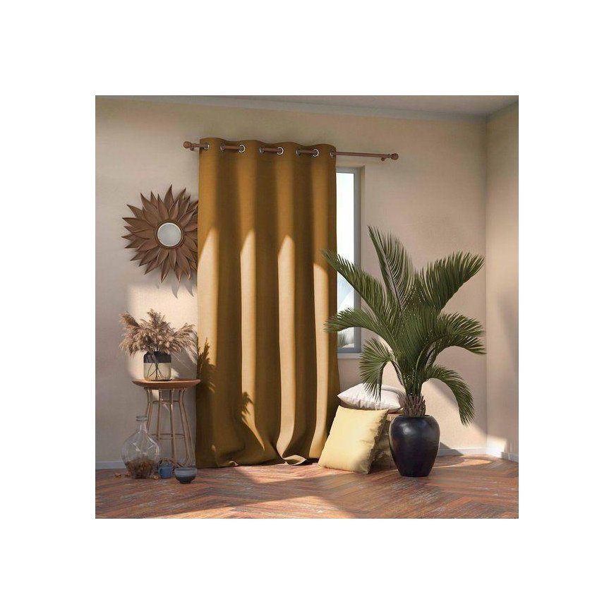 Yöverho renkailla AmeliaHome BLACKOUT 140X270 cm, 1 kpl, väri: sinappi