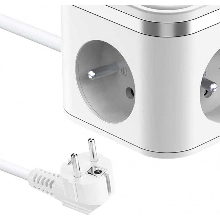 Viking Technology Viking power adapter YC33, 3x 230 V, 1x USB-A, 2x USB-C, ON/OFF switch, length 1.4 m, white – 2