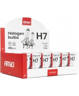 Halogeninių lempučių komplektas h7 12v 55w uv filtras 30vnt. amio-04399