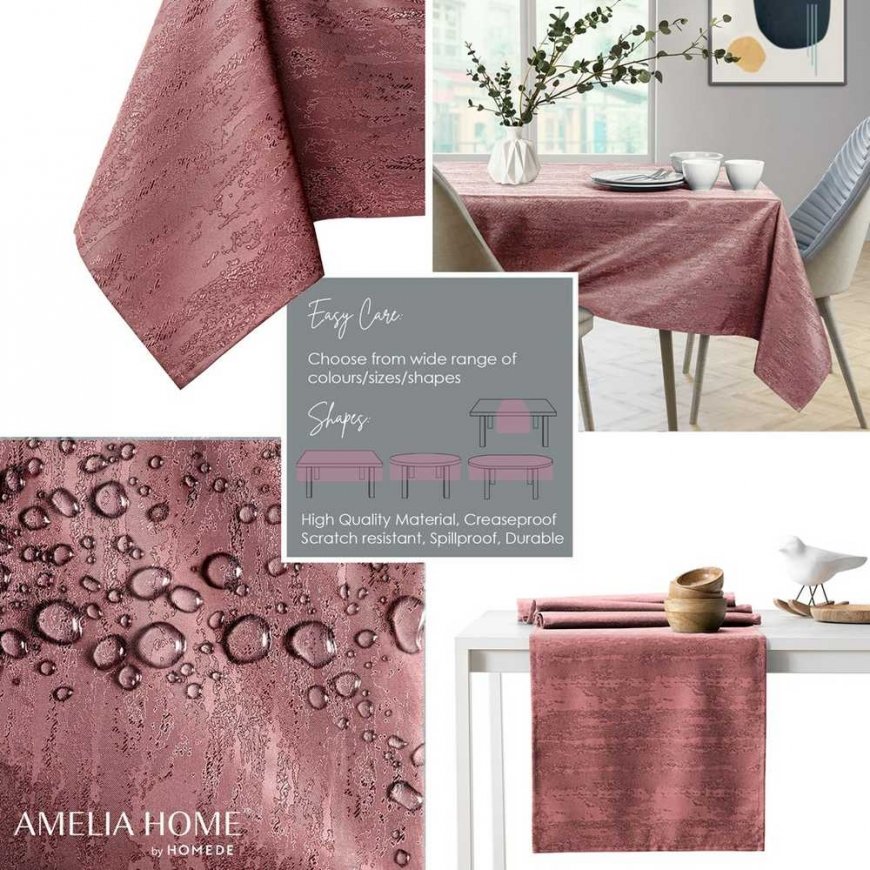 Tablecloth Vesta pink pressed modern 100x100 AmeliaHome – 4