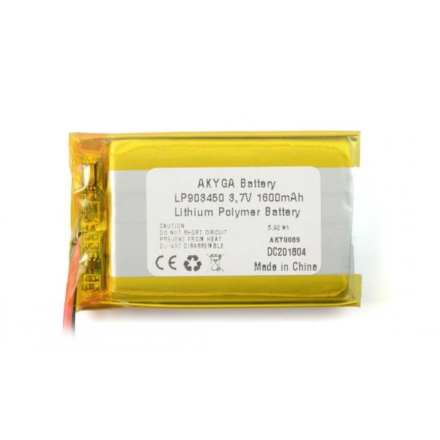 Akyga 3.7V 1S 1600mAh Li-Pol battery - 50x34x9mm – 2
