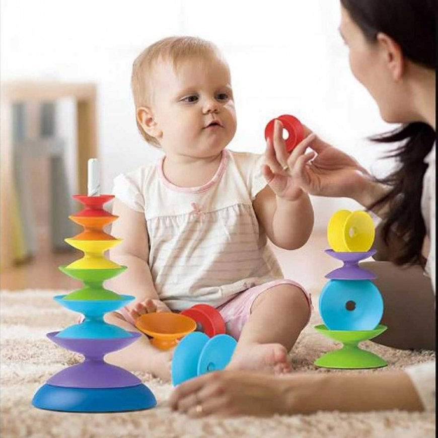 Woopie Baby Spalvotas spiralinis balansinis bokštas Ritės – 2