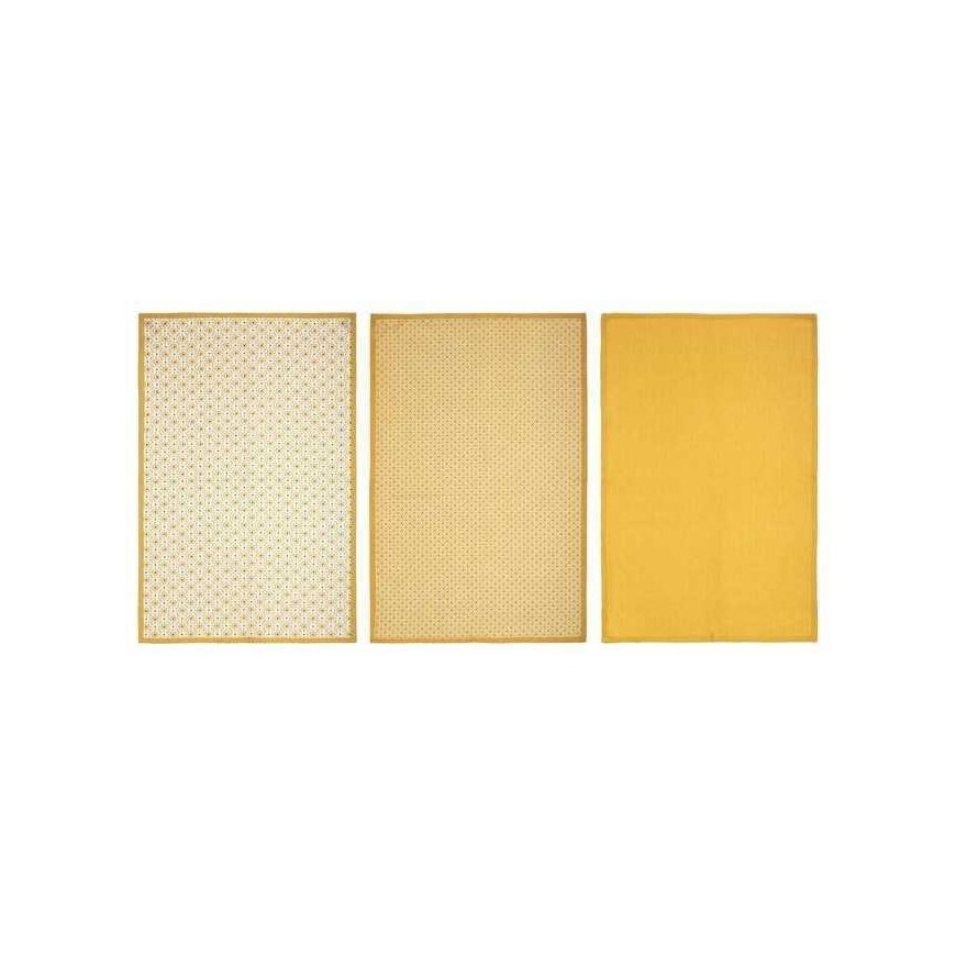 Atmosphera Decorative Towels with Pattern, 45 x 70 cm, 3 pcs, yellow