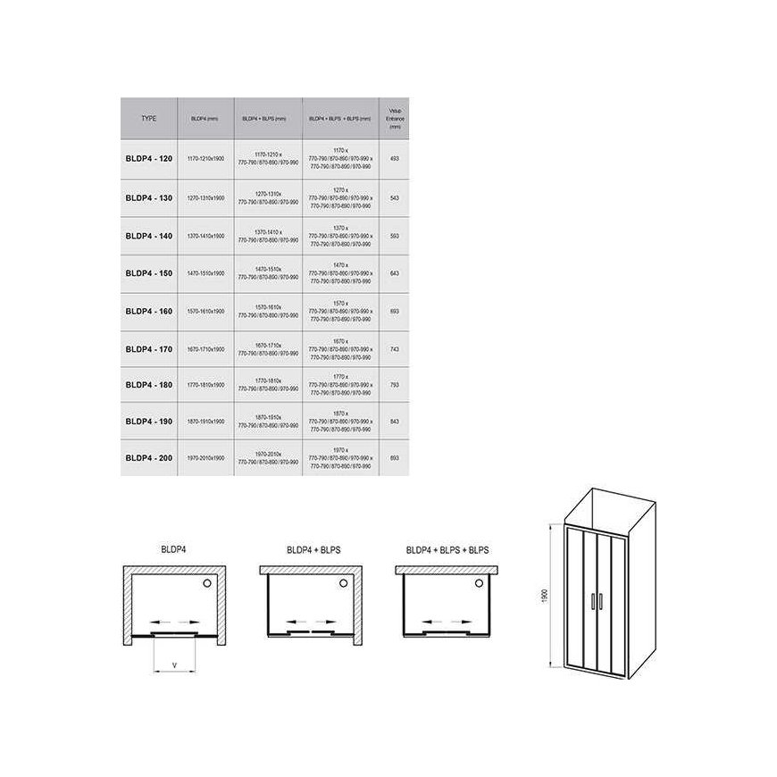 Sliding shower doors Ravak Blix, BLDP2-120, white + transparent glass – 4