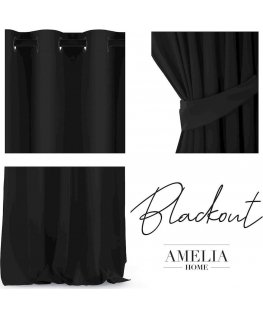 Nakts aizkars ar gredzeniem AmeliaHome BLACKOUT 140X270 cm, 1 gab., krāsa: melna