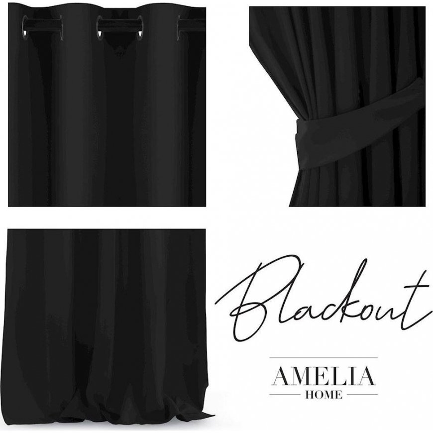 Ööriie rõngastega AmeliaHome BLACKOUT 140X270 cm, 1 tk, värv: must