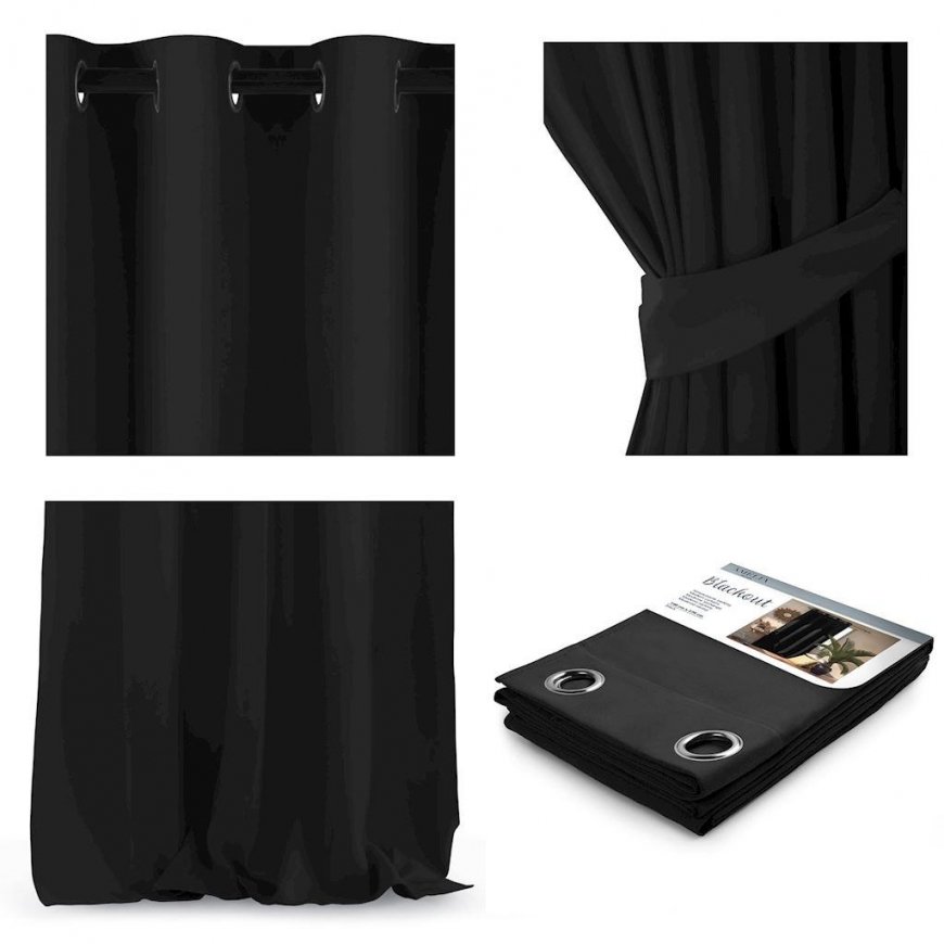 Yöverho renkailla AmeliaHome BLACKOUT 140X270 cm, 1 kpl, väri: musta – 2