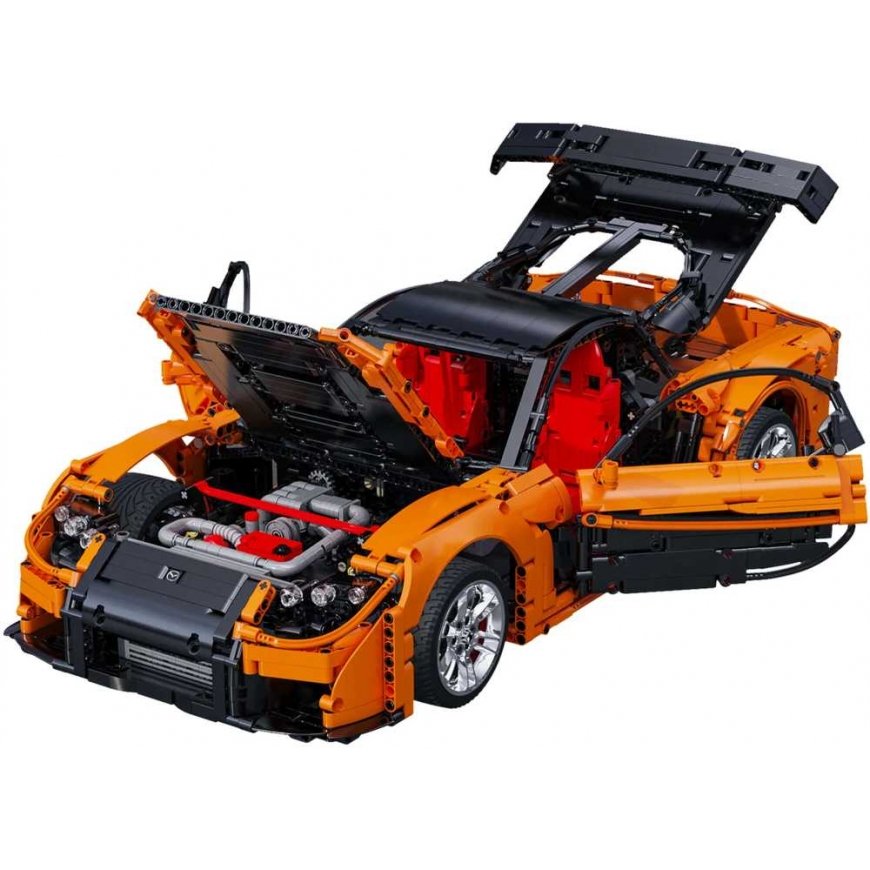 CaDA būvniecības bloki Tālvadības automašīna 56 cm oranžā krāsā automobiļu sacensībām Mazda RX-7 3305 daļas RC – 4