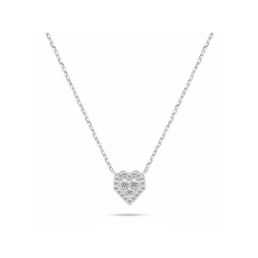 Brilio Silver Subtilus silver necklace with a sparkling heart NCL206W