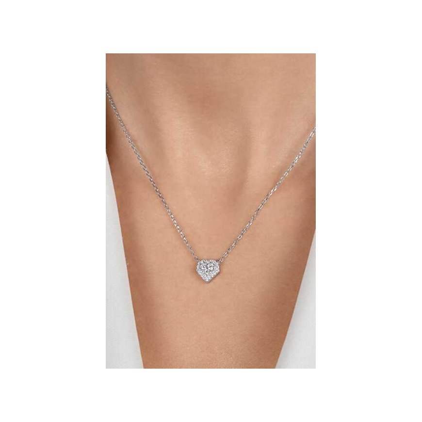 Brilio Silver Subtilus silver necklace with a sparkling heart NCL206W – 2