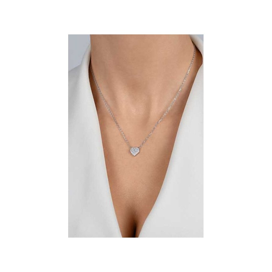Brilio Silver Subtilus silver necklace with a sparkling heart NCL206W – 3