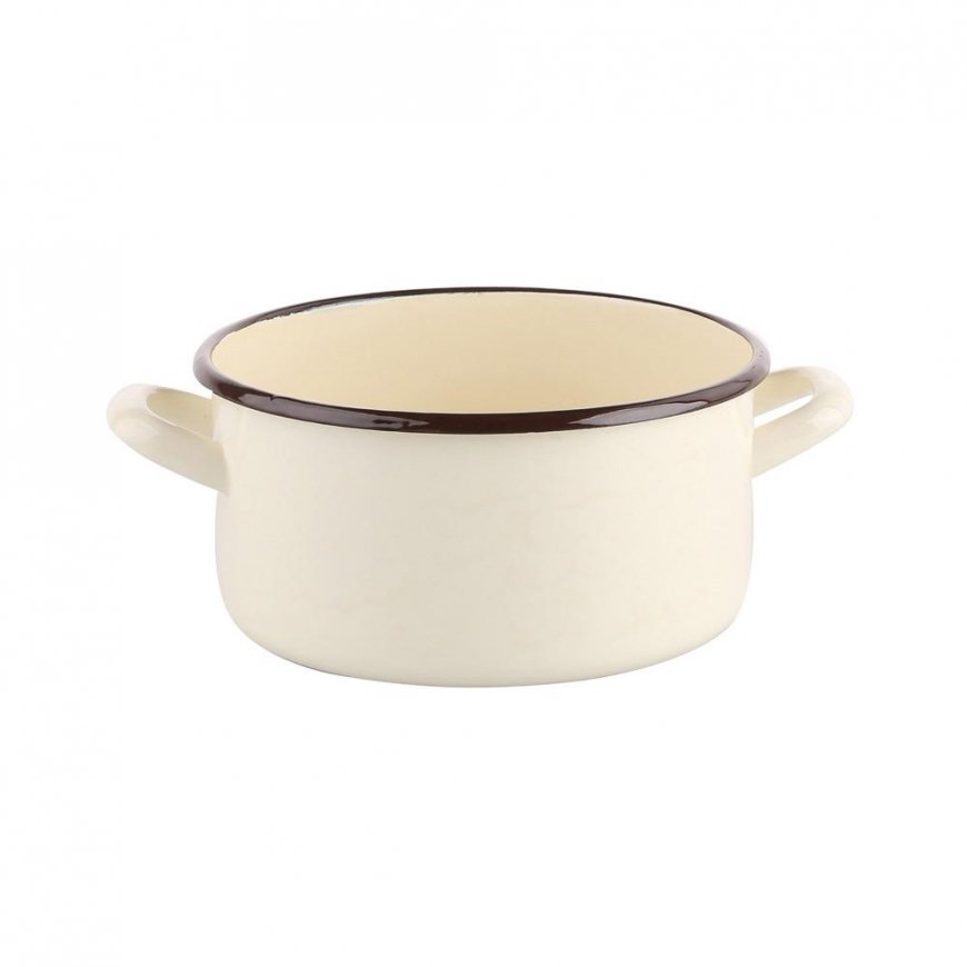 Altom Design Enamelled Pot 2.1 L, 18 cm height, 9.5 cm cream