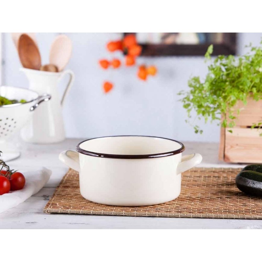 Altom Design Emaileeritud pott 2,1 l, kõrgus 18 cm, diameeter 9,5 cm, kreem – 2