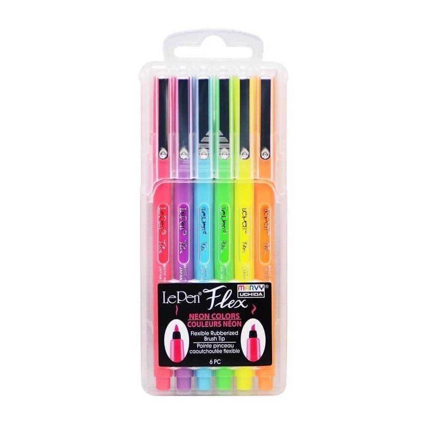 MARVY markerid pintselotsaga 4800-6F „Le Pen Flex” Neon, 6 tk.