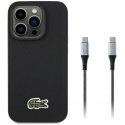 Lacoste Iconic Petit Pique Woven Logo MagSafe kate Apple iPhone 15 Pro musta värv + USB-C/USB-C kaabel