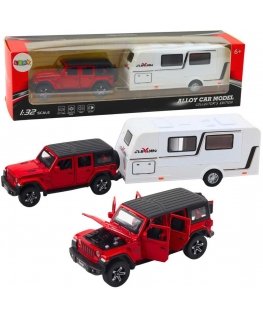 Lean Toys SARKANAIS SUV AR KEMPINGA PIEKABI 1:32