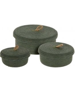 KOOPMAN Decorative storage baskets, jute lid, 3 pcs