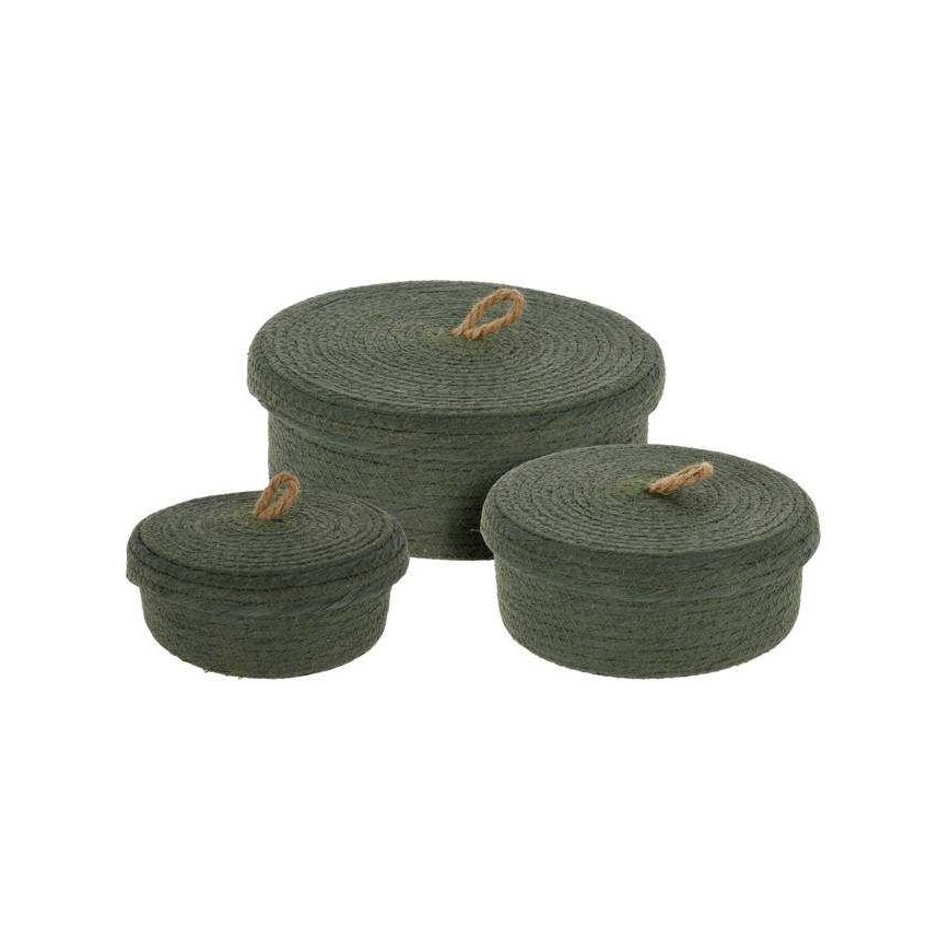 KOOPMAN Decorative storage baskets, jute lid, 3 pcs