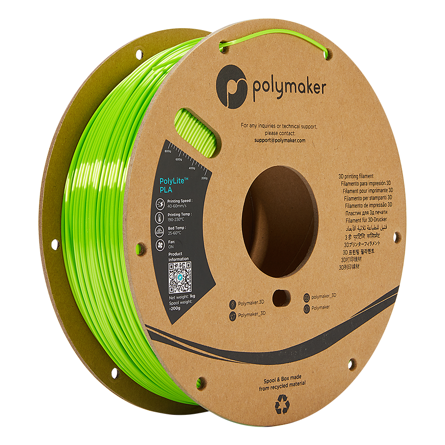 Polymaker PolyLite PLA - 1kg - 1.75mm - Silk Lime
