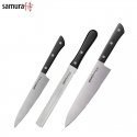 Samura HARAKIRI Set of 3pcs. universal Kitchen knives 59 HRC with Black handle