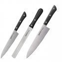 Samura HARAKIRI Set of 3pcs. universal Kitchen knives 59 HRC with Black handle