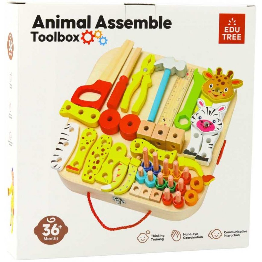 Lean Toys Puinen eläinkokoelma laukun sisällä – 4