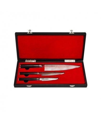 Samura DAMASCUS Universālo Nažu kompl. 3gab. Paring / Utility / Chef's no AUS 10 Damaskas tērauda 61 HRC (67 slāņu) – 3