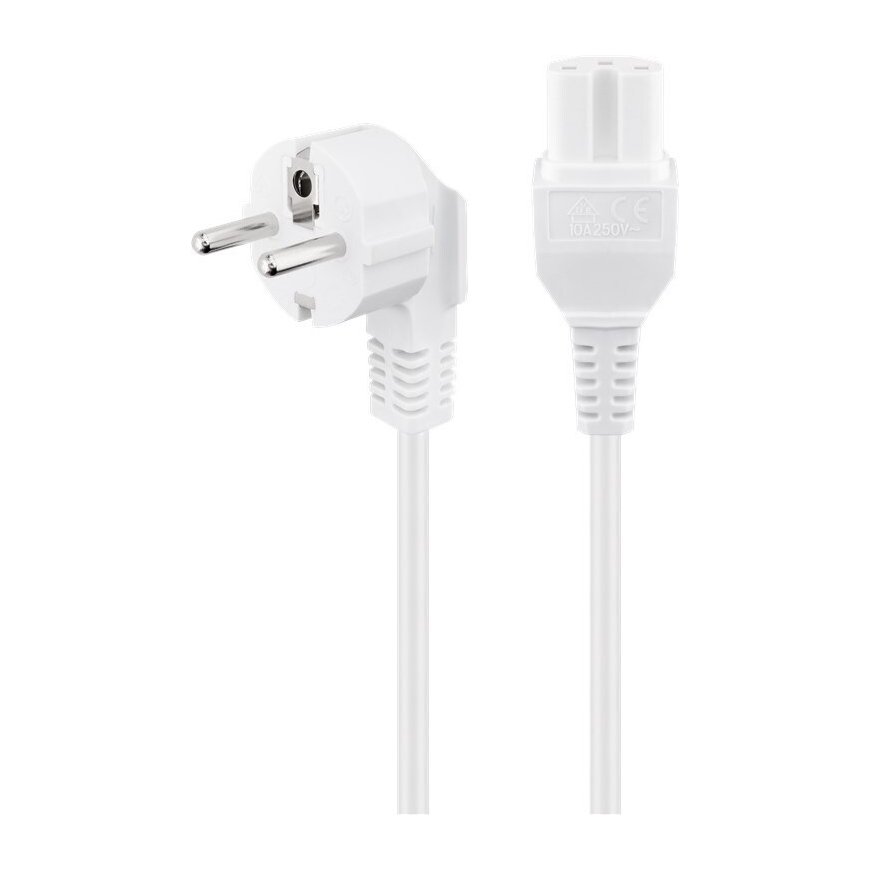 Fuj:tech CEE 7/7 - C13 - power cable with angled plug, white, 3 m