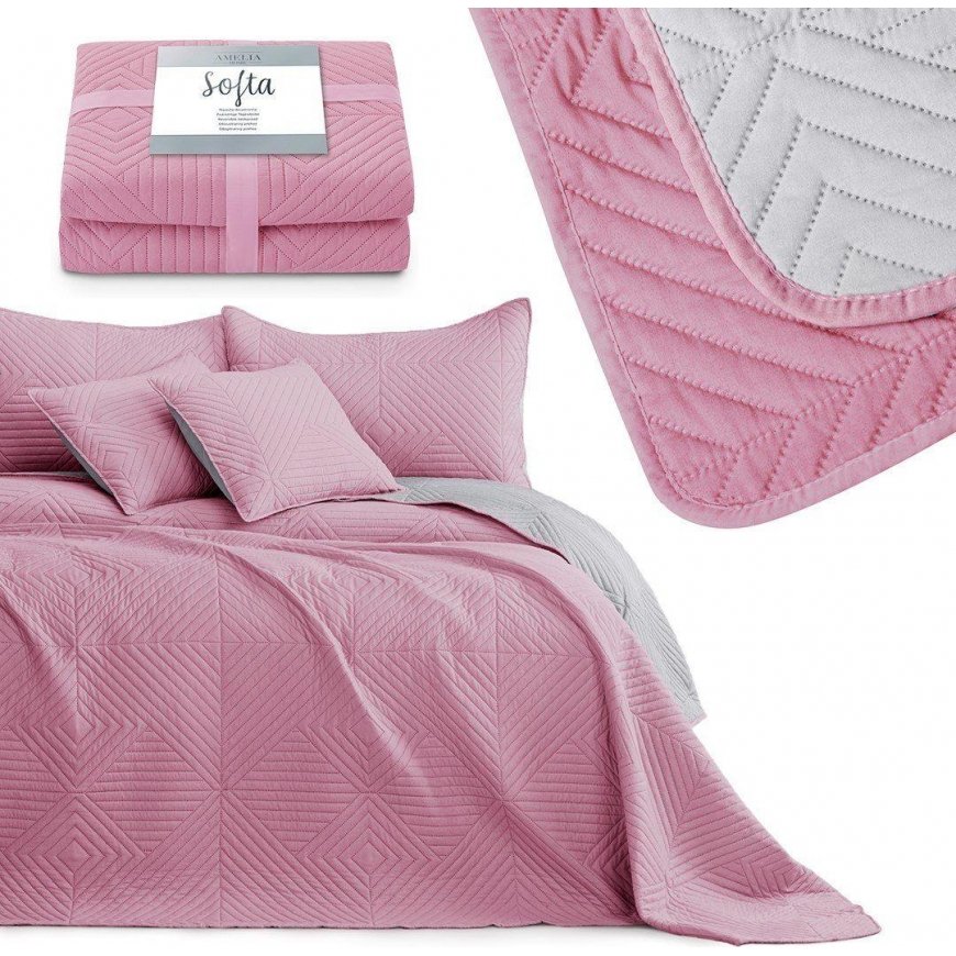 AmeliaHome LOVAS / AH / SOFTA / PALERPINK + PEARLSILVER / 260 x 280