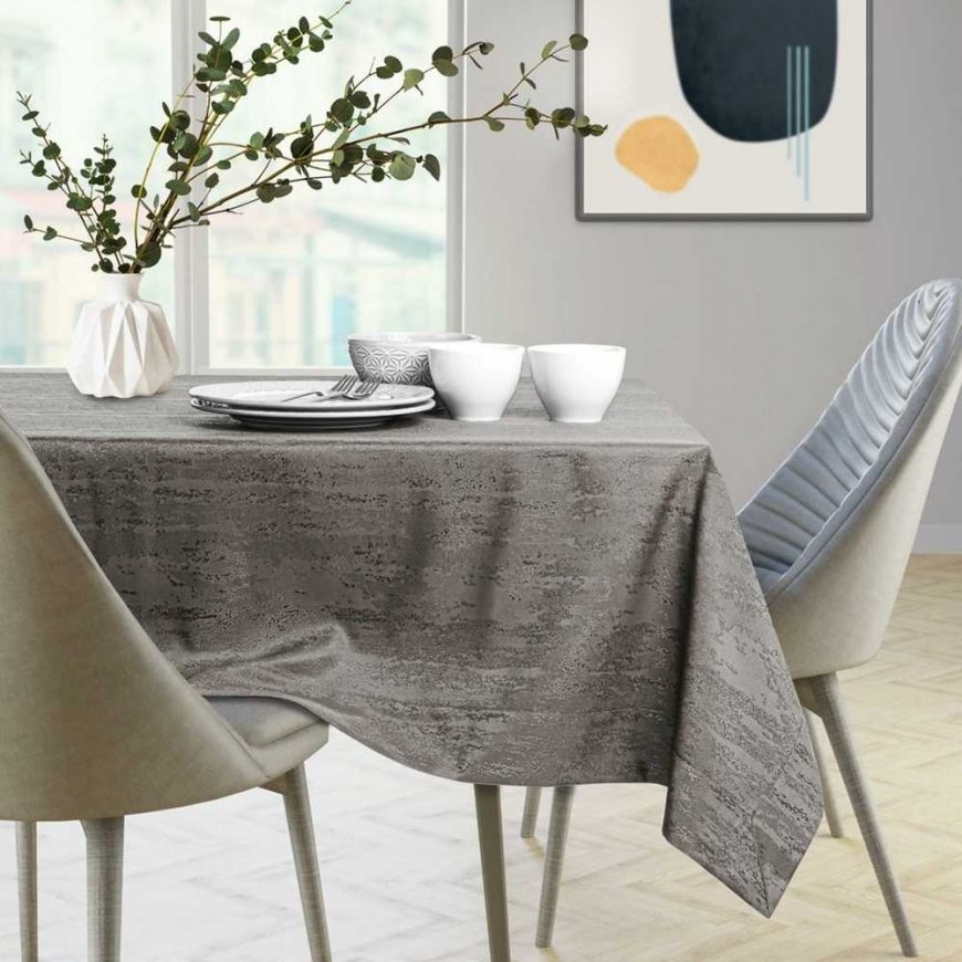 Vesta brown pressed modern tablecloth 100x100 AmeliaHome