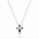 Brilio Silver Silver necklace with a cross and colored zirconias NCL208W Brilio Silver Silver necklace with a cross and colored zirconias NCL208W