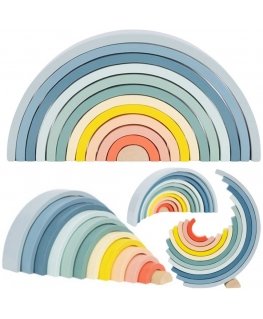 Tooky Toys TOOKY TOY Pastel Puzzles Wooden Montessori Blocks Rainbow Colors