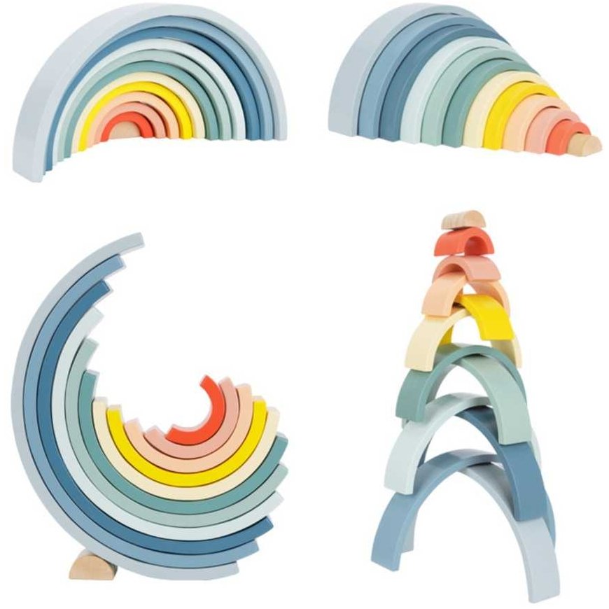 Tooky Toys TOOKY TOY Pastelinised pusled meditsiinilised Montessori klotsid vikerkaare värvides – 3